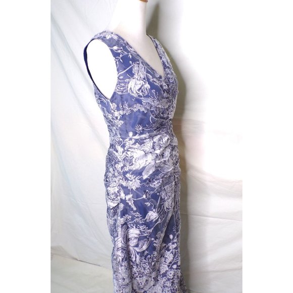 JS COLLECTIONS Maddison Column Shirred Gown Dress Blue 6 NEW - Picture 11 of 16